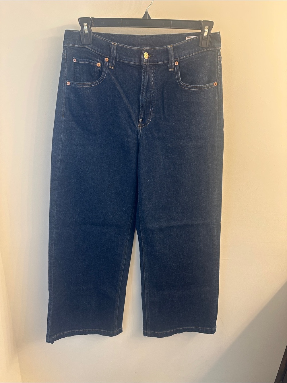 GAP Women's High Rise Stride Dark Blue Wide-Leg Jeans SZ 31/12R